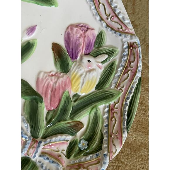 Ceramic Easter Decorative Plate With Bunnies - Picture 8 of 9